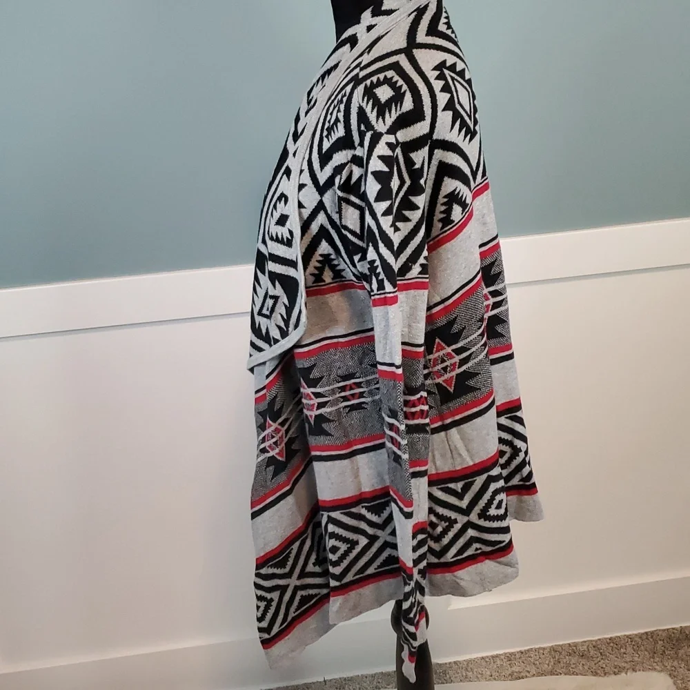 Aztec Print Waterfall Cardigan Small Cotton